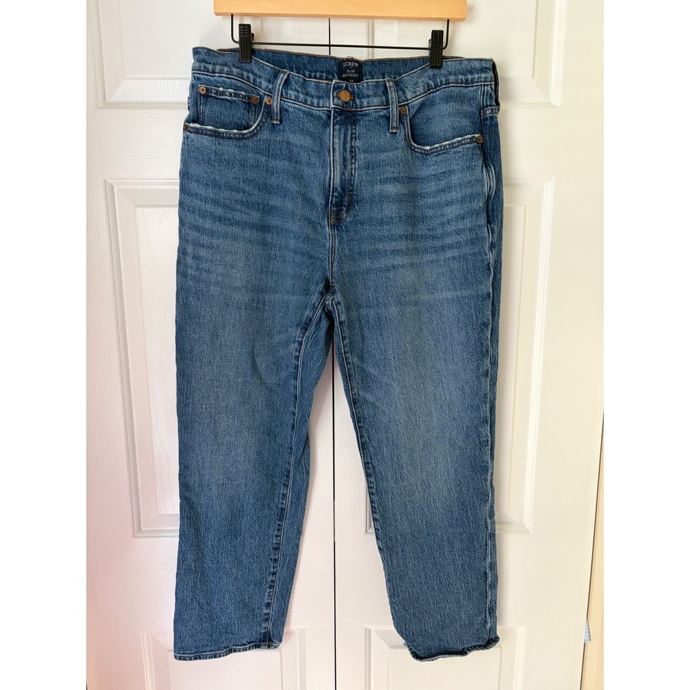 J.Crew Slim Boyfriend Jeans Women 32 Blue Medium Wash Preppy High Rise Casual